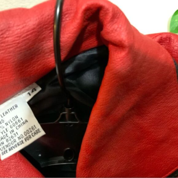 Vintage Styleworks Red Leather Cropped Jacket  Styleworks Size 14 - Picture 10 of 14